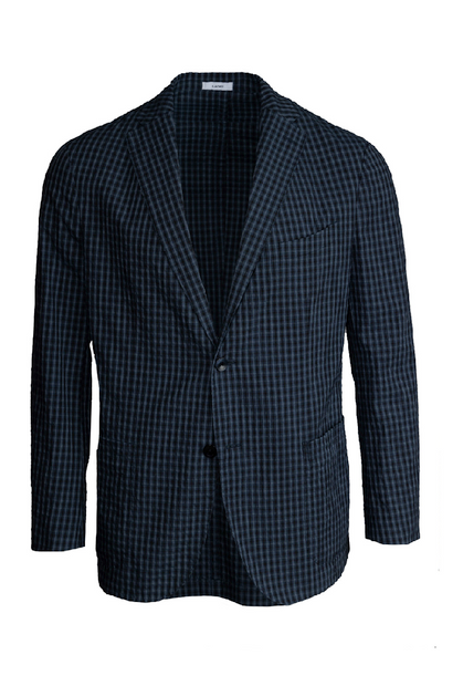 Front view of Bogliolo cotton blend jacket. This jacket is with a button closure, 1 chest pocket, and 2 side pockets. Front view of Bogliolo cotton blend jacket. This jacket is with a button closure, 1 chest pocket, and 2 side pockets.