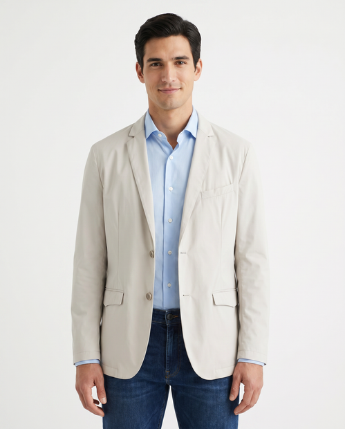 MEN'S HERNO TECH STRETCH LIGHTWEIGHT BLAZER IN CHANTILLY- FRONT VIEW 