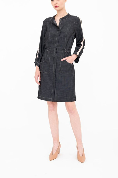 ELAINE KIM 'BRYN' ECO SLUB DENIM MIDI DUSTER DRESS