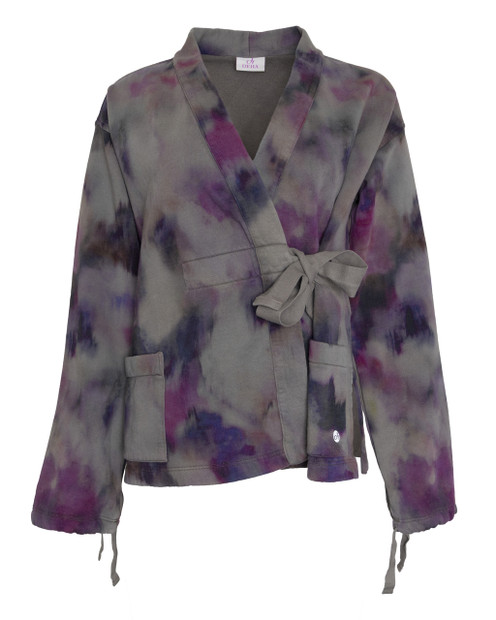 WOMEN'S DEHA COTTON MULTI COLOR KIMONO JACKET- FRONT VIEW 