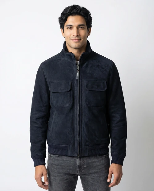 MEN'S MANTO VICO SUEDE BLUE SHEARLING- FRONT VIEW 