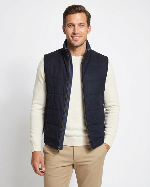 MEN'S WATERVILLE 'KENT' CASHMERE BLEND QUILTED VEST- FRONT VIEW 
