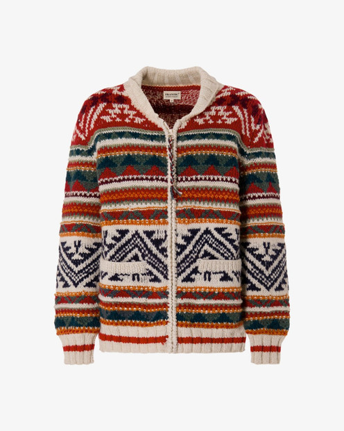 WOMEN'S FRANTIC 'MIRA' ALPACA MULTI COLOR CARDIGAN - FRONT VIEW 
