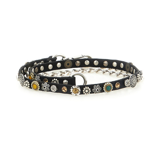 WOMEN'S CAMPOMAGGI ‘FORTE DEI MARMI‘ STUDDED LEATHER CHAIN IN BLACK 

