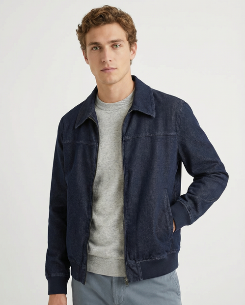 HERNO BOMBER DENIM JACKET - FRONT VIEW