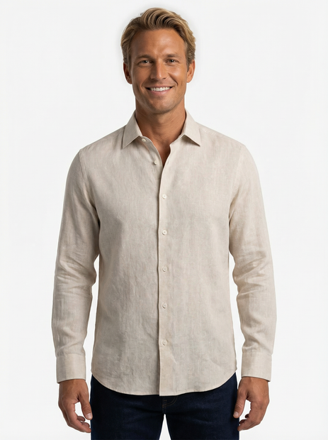 BUGATCHI AXEL MEDALLION LINEN SHIRT
