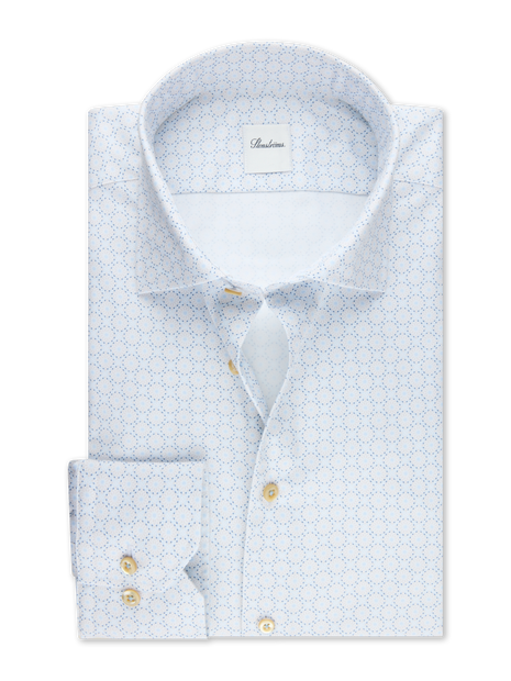STENSTROMS LIGHT BLUE PATTERNED TWILL SHIRT front view 
