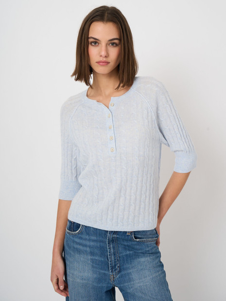 REPEAT CABLE-KNIT CASMERE SWEATER - FRONT VIEW 