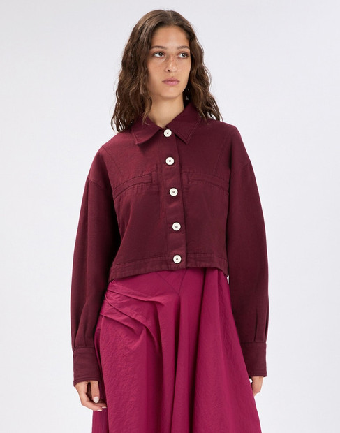 HIGH ' DEBUT' CROPPED JACKET - FRONT VIEW WITH MODEL