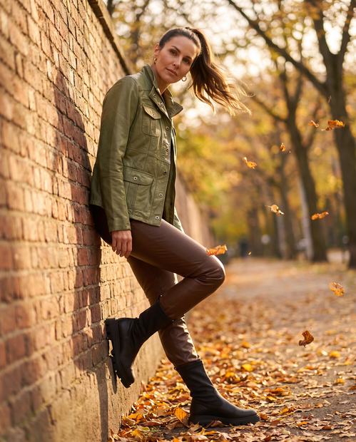 WOMEN'S RONCARATI MILTARE JACKET IN GREEN
