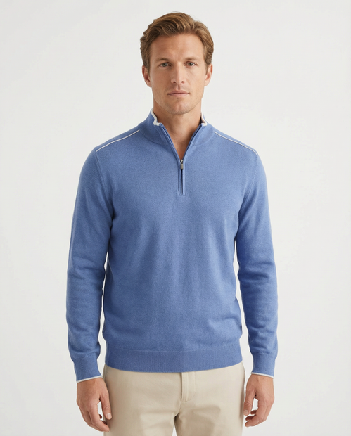 PAUL & SHARK 1/2 ZIP COTTON & SILK SWEATER  - FRONT VIEW