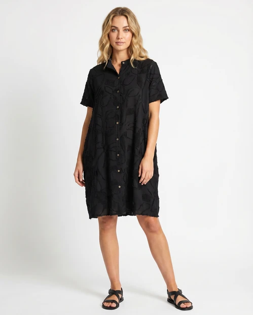 WOMEN'S FUGA FUGA CIRCLE DRESS IN BLACK - FRONT VIEW 