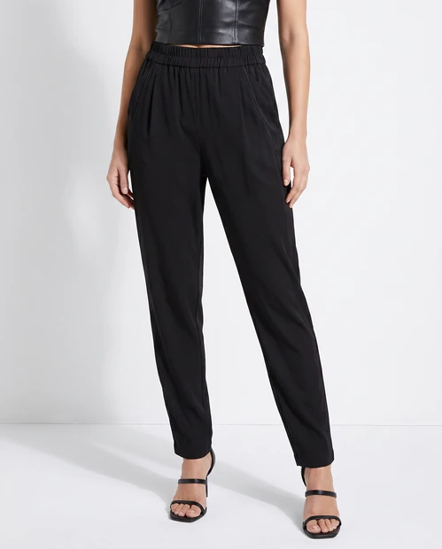 WOMEN'S ELAINE KIM "SINCLAIR" UTILITY PANT IN BLACK - FRONT VIEW 