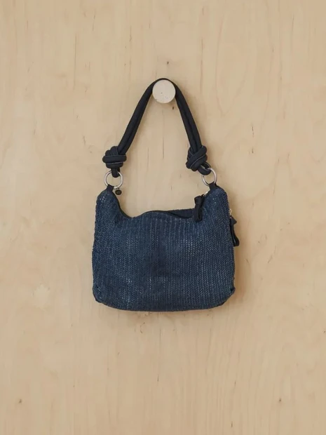 WOMEN'S DANIELLA LEHAVI 'CONTOUR' LEATHER HANDBAG IN OCEAN - FRONT VIEW 
