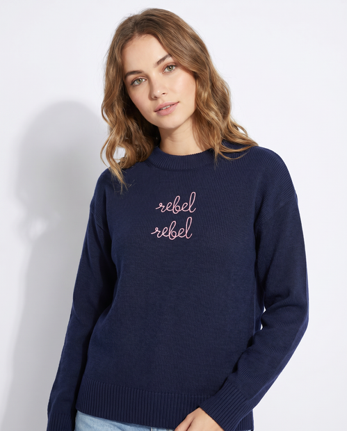 WOMEN'S LINGUA FRANCA 'REBEL REBEL' SWEATER - FRONT VIEW