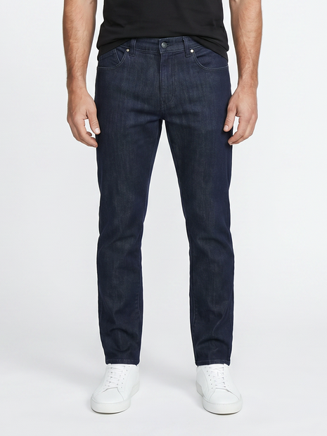 MEN'S BARMAS 'DEAN' SILK BLEND PANT IN DARK BLUE - FRONT VIEW 
