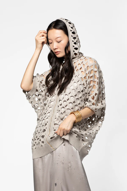 WOMEN'S MAX & MOI 'PAGMA' PONCHO - FRONT & LEFT SIDE VIEW