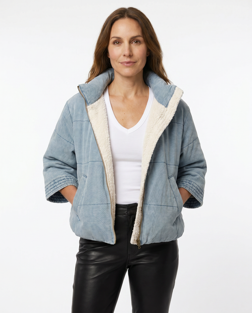 WOMEN'S MAX & MOI 'DANINI' JACKET IN BLUE - FRONT VIEW 
