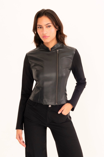 WOMEN'S ELAINE KIM 'ESHER' BOMBER - FRONT VIEW BLACK