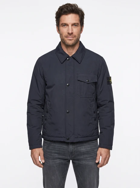 MEN'S STONE ISLAND DOWN COACH JACKET IN NAVY BLUE - FRONT VIEW 
