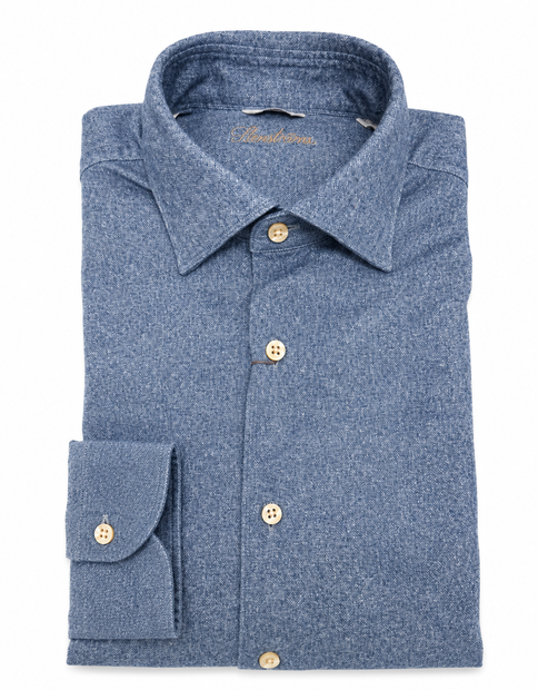 MEN'S STENSTROMS SOLID BLUE SHIRT - FRONT VIEW