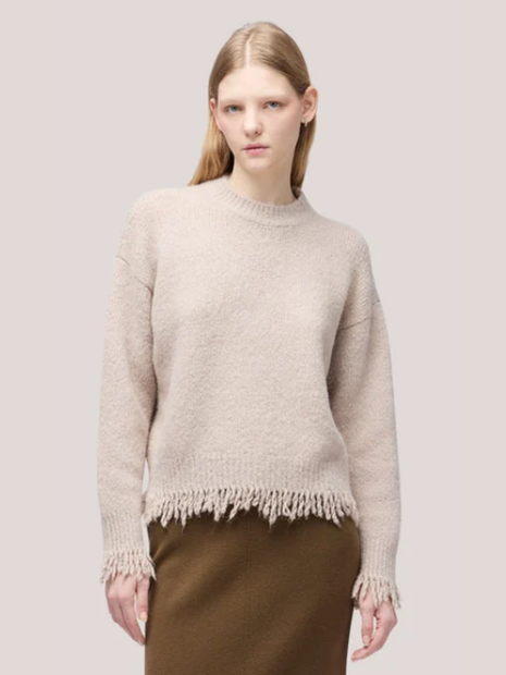 ANDRE MAURICE FRINGE CREW NECK - FRONT VIEW