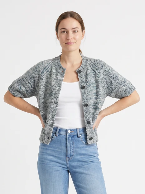 ANDRE MAURICE SHORT SLEEVE CARDIGAN - FRONT VIEW