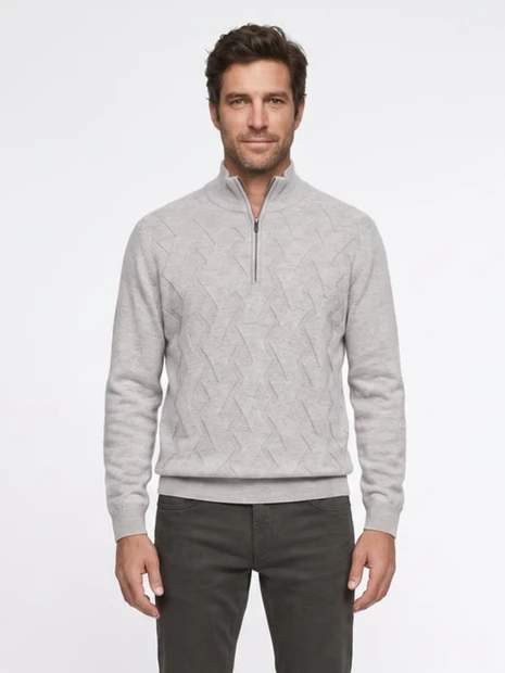 MEN'S BUGATCHI QUARTER ZIP SWEATER - FRONT VIEW
