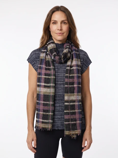 WOMEN'S M. & KYOKO PLAID SCARF - FRONT VIEW