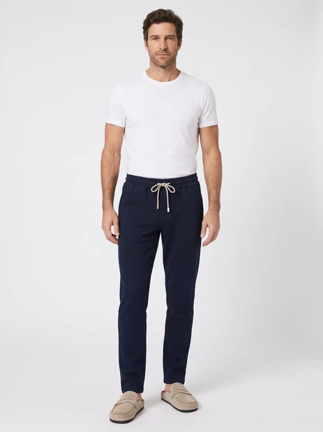 MEN'S FRADI WOOL COTTON JERSEY PANT - FRONT VIEW