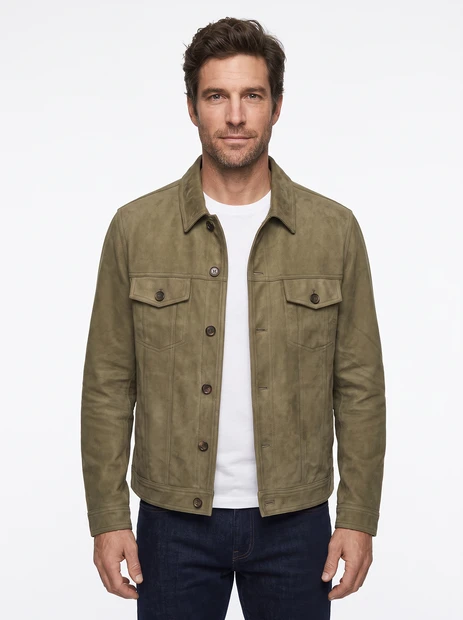 MEN'S RYE 51 'THE RUSTY' MICROSUEDE TRUCKER JACKET - FRONT VIEW