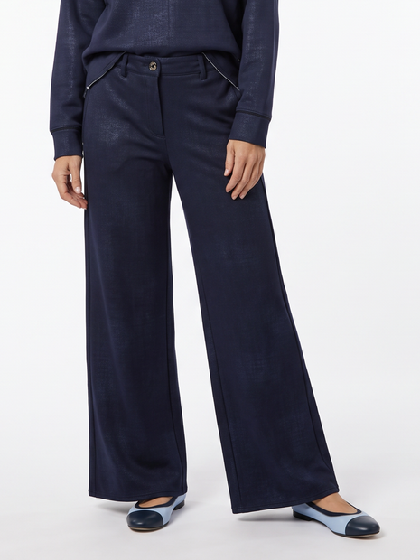 WOMEN'S SHAFT JEANS FLARE DENIM PRINT PANTS  IN BLUE - FRONT VIEW 