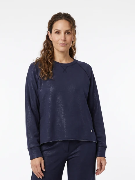 Shaft Jeans Denim Print Sweatshirt in Blue - Front View 