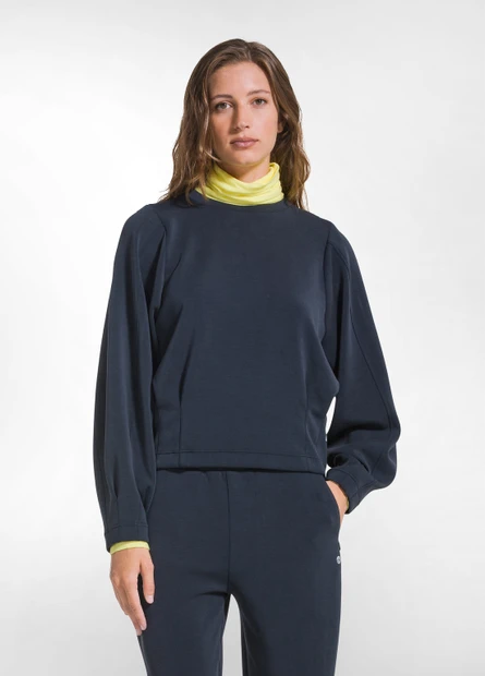 WOMEN'S DEHA STRETCH SWEATSHIRT IN BLACK - FRONT VIEW 
