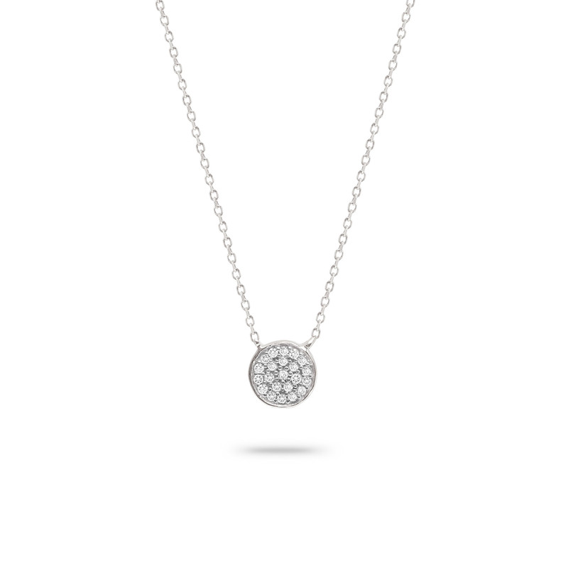 ADINA REYTER SOLID PAVE DIAMOND AND WHITE GOLD DISC NECKLACE