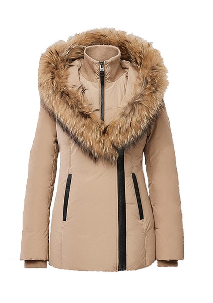 Mackage Women's 'Adali' Down Jacket with Fur Collar | Color Camel | Size L