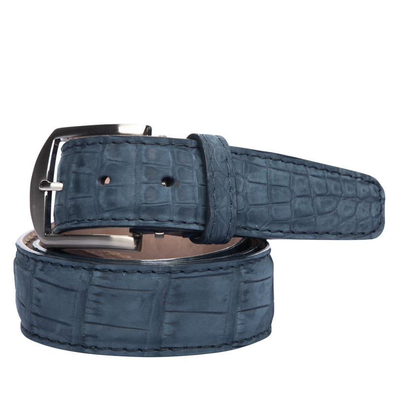 Buffed American Alligator belt with brass buckle