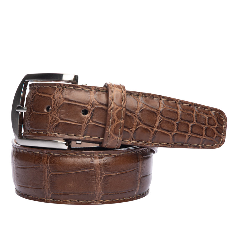 L.E.N. BELTS AMERICAN ALLIGATOR 40MM IN TOBACCO