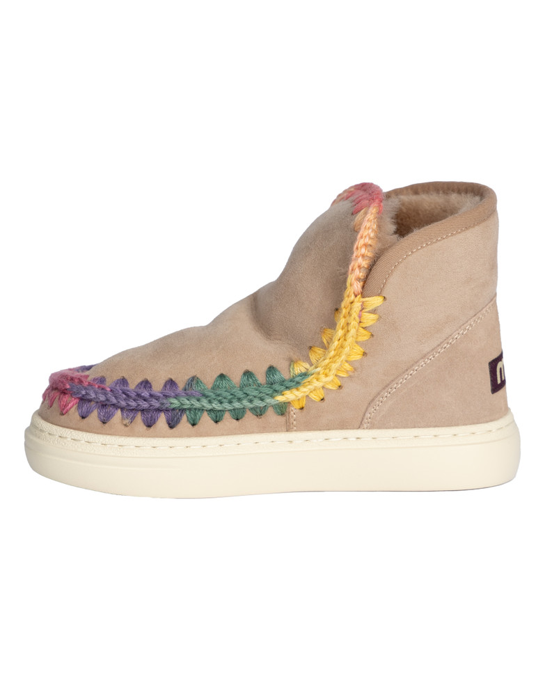 MOU SHEARLING SNEAKER WITH RAINBOW OVERSTITCHING