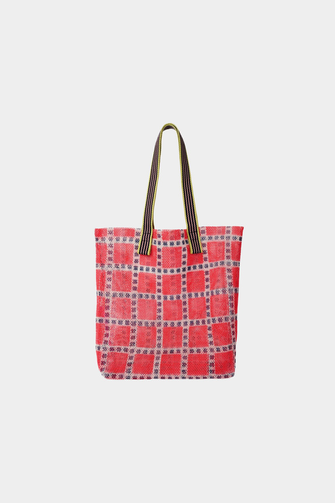 EPICE 'KANPUR' CHECKED MESH TOTE BAG