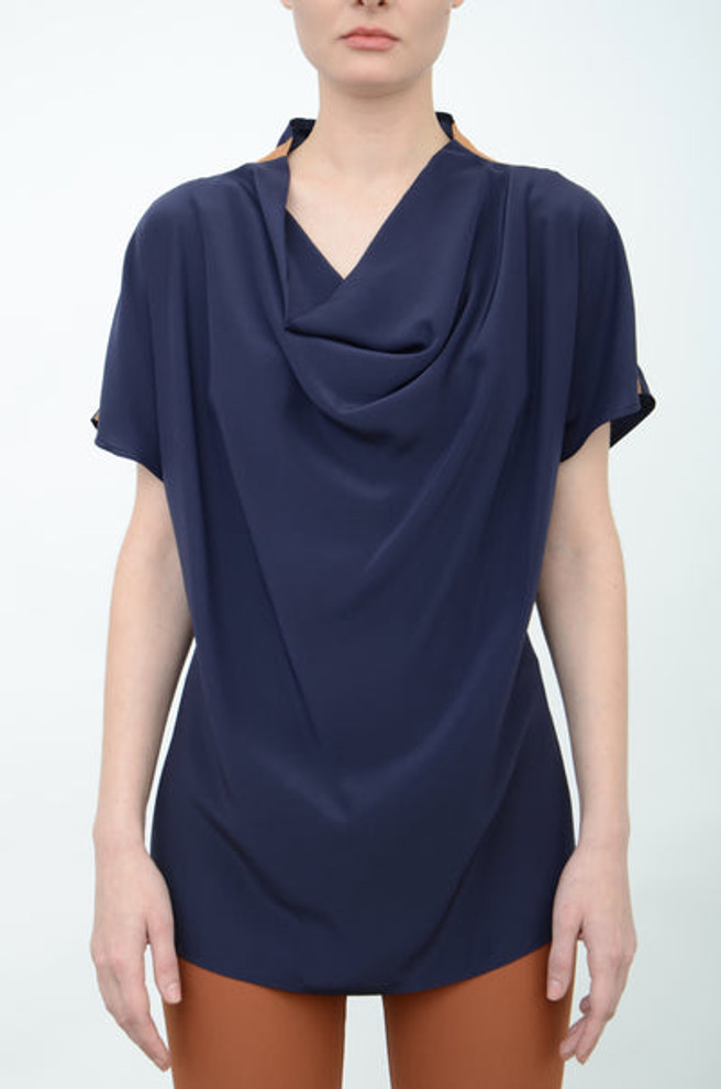 ELAINE KIM 'ARIA' SILK DRAPE TOP
