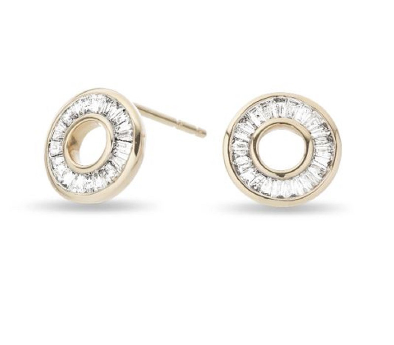 ADINA REYTER CIRCLE BAGUETTE POST EARRINGS