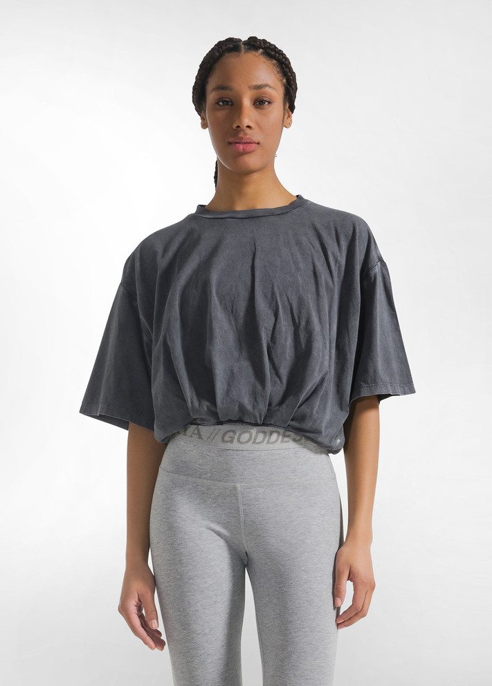 DEHA BLACK MARBLED EFFECT BALLOON T-SHIRT