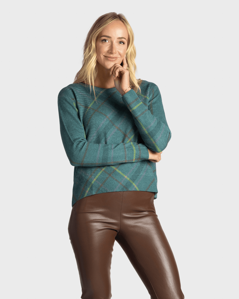 PAYCHI GUH DIAGONAL PLAID CREW