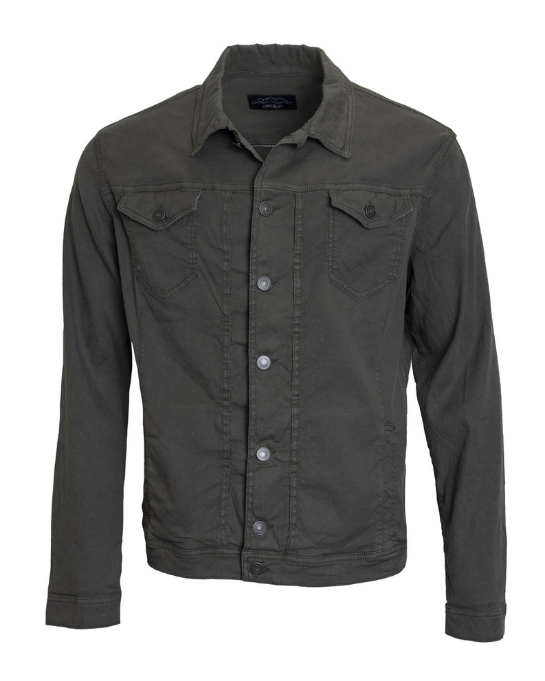  TELERIA ZED 'RUSSEL' ARMY LINEN OVERSHIRT FRONT