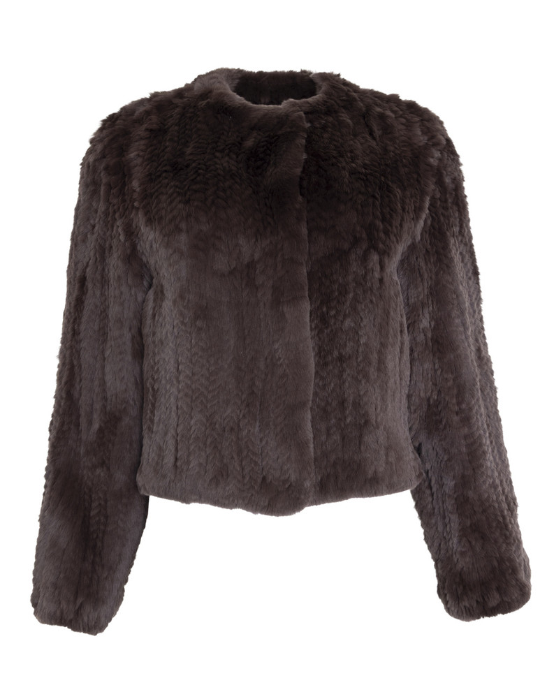 YVES SALOMON KNIT REX SHORT JACKET