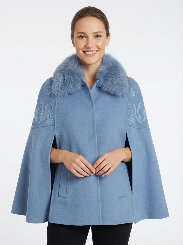 WOMEN'S DIOMI DELICATE EMBROIDERY SHORT CAPE - FRONT VIEW ON MODEL