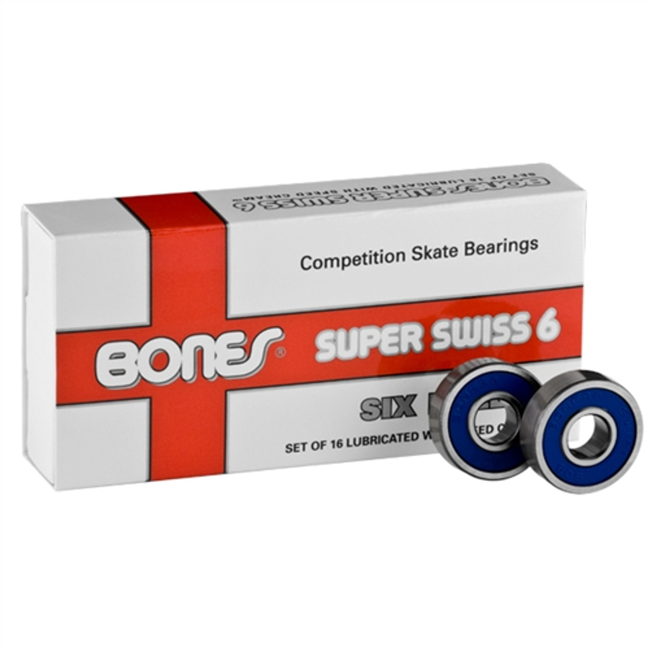 Bones Swiss 6-Ball Skate Bearings (8mm, 16-Pack)