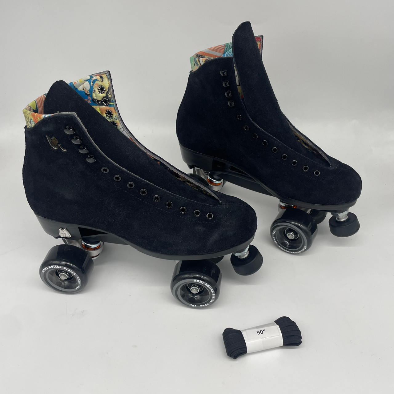 Moxi Lolly Black Suede Roller Skates Factory Second, Cosmetic