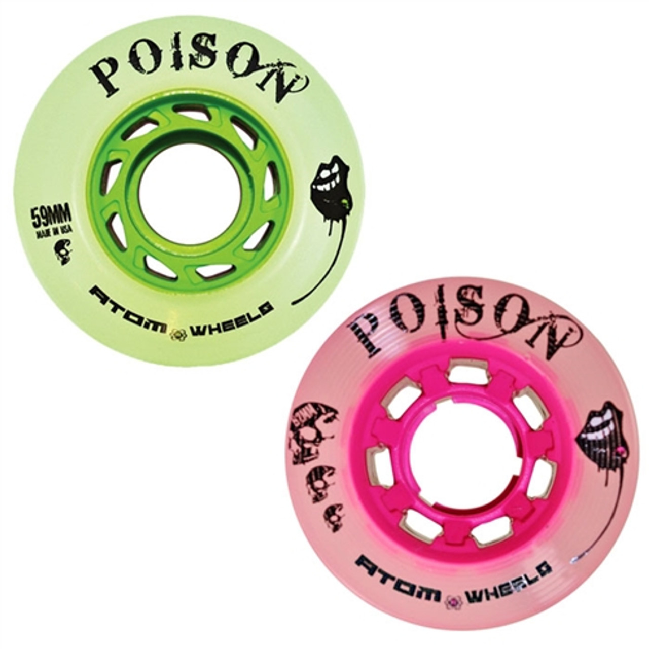 Monet Vervelend moeder Atom Poison Hybrid Skate Wheels | Indoor / Outdoor in Green or Pink